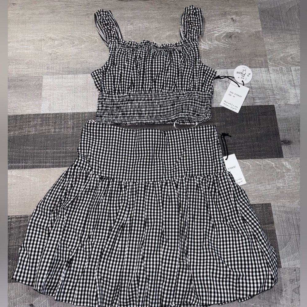 NEW Japna 100% Cotton Gingham Skirt Set